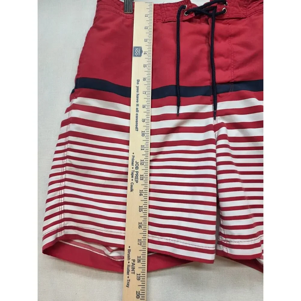 Brooks Brothers Men's Swim Trunks Size M Red White Striped Nautical Beach 346.